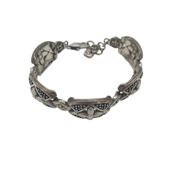 BRIGHTON Silver Bracelet with Black Enamel and Crystals - Picture 3 of 5